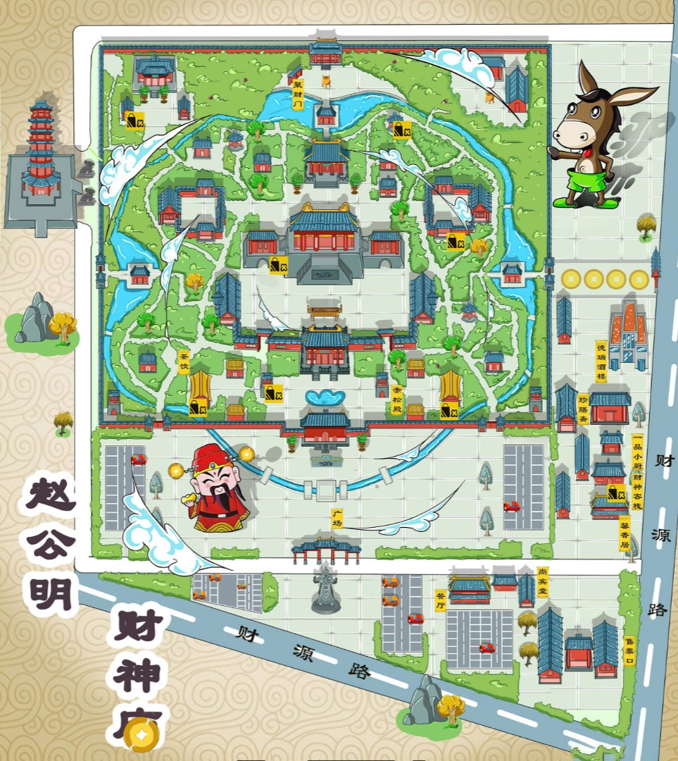 南江寺庙类手绘地图